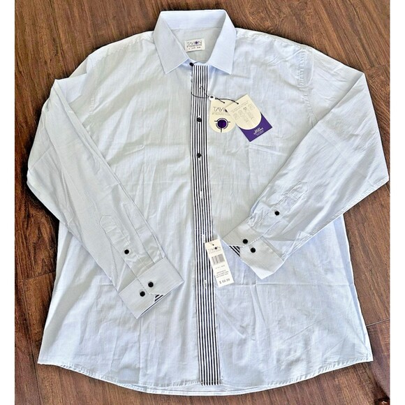 Tayion Collection Men's Slim-Fit Stripe-Placket Dress Shirt Blue M 15-15.5/32-33 - Picture 5 of 9